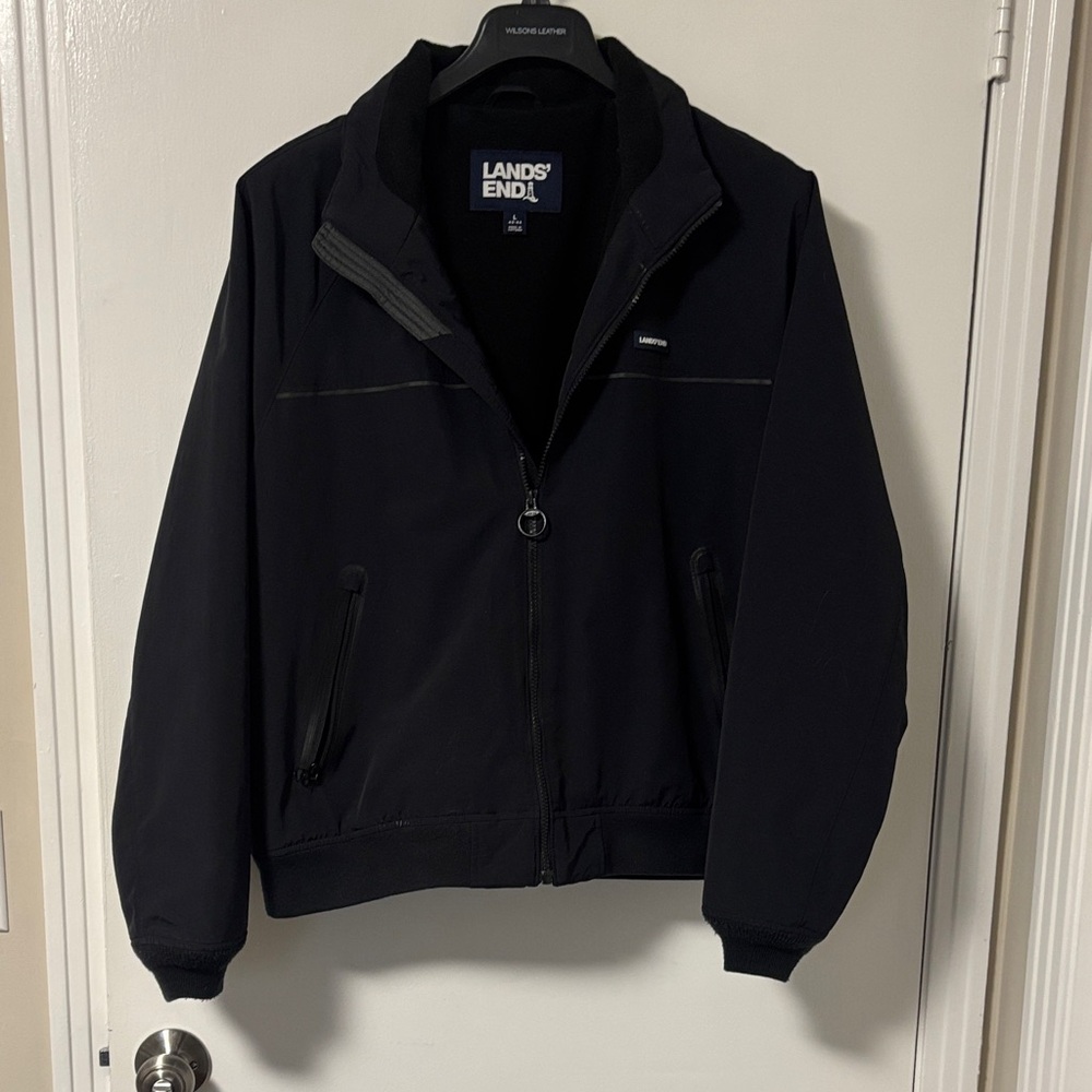 Lands' End Men's Classic Black Windbreaker